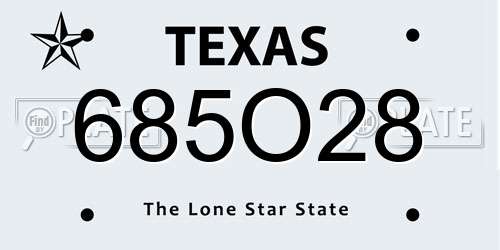 685O28 Texas License Plate