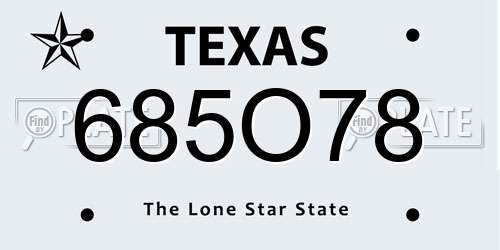 685O78 Texas License Plate