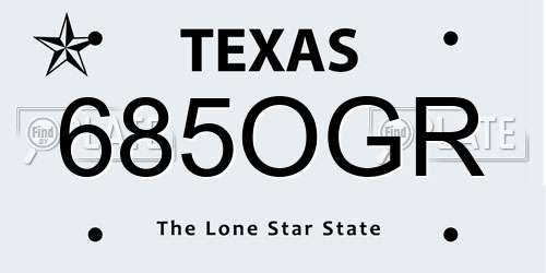685OGR Texas License Plate