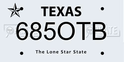 685OTB Texas License Plate