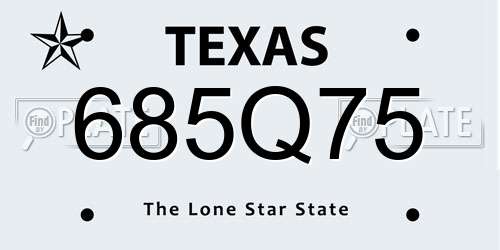 685Q75 Texas License Plate