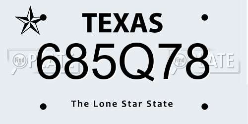 685Q78 Texas License Plate
