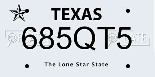 685QT5 Texas License Plate