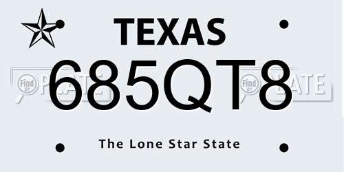 685QT8 Texas License Plate