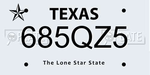 685QZ5 Texas License Plate