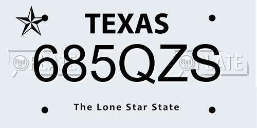685QZS Texas License Plate