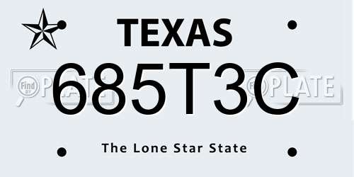 685T3C Texas License Plate