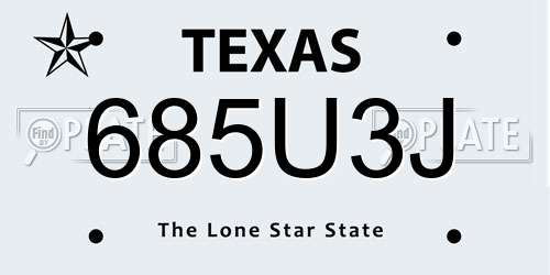 685U3J Texas License Plate