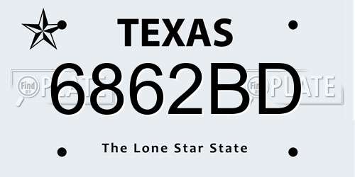 6862BD Texas License Plate