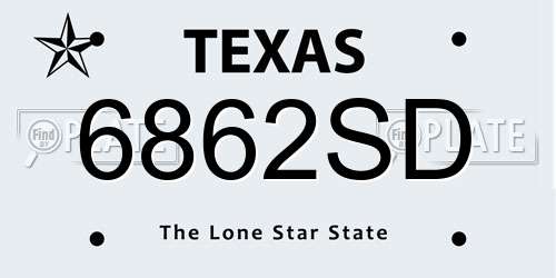 6862SD Texas License Plate