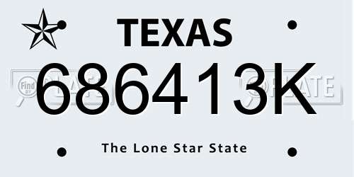 686413K Texas License Plate