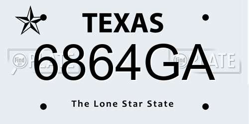 6864GA Texas License Plate