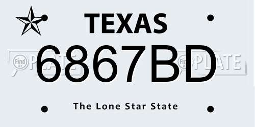 6867BD Texas License Plate