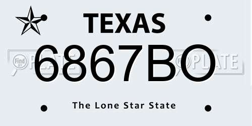 6867BO Texas License Plate
