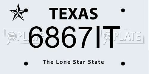 6867IT Texas License Plate