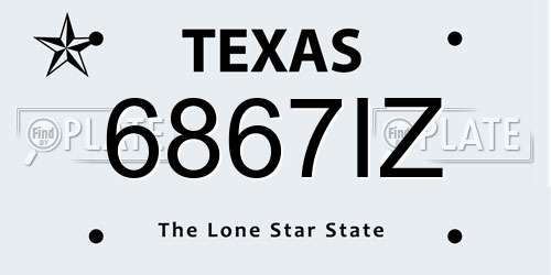 6867IZ Texas License Plate
