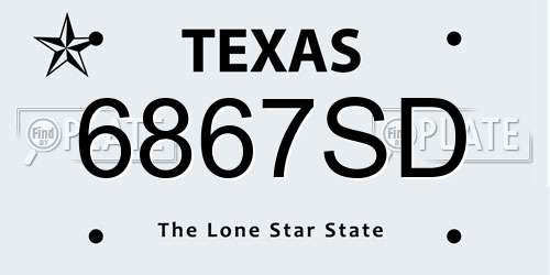 6867SD Texas License Plate