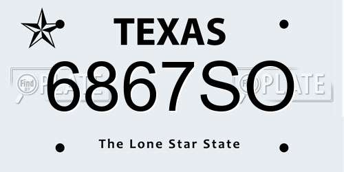 6867SO Texas License Plate