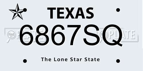 6867SQ Texas License Plate