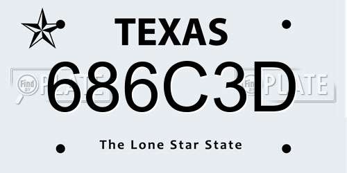 686C3D Texas License Plate