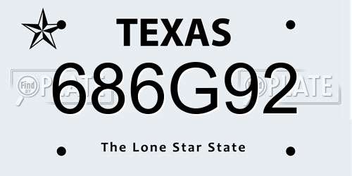 686G92 Texas License Plate