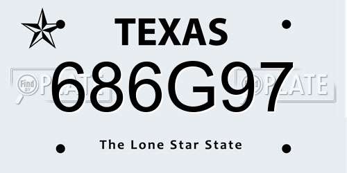 686G97 Texas License Plate