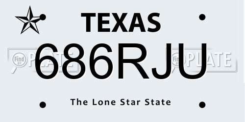 686RJU Texas License Plate