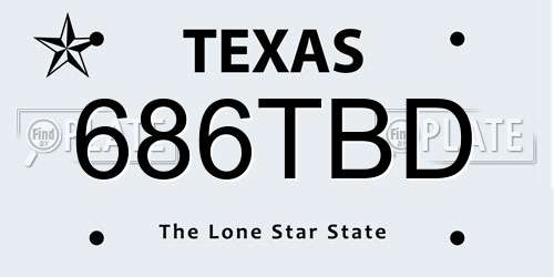 686TBD Texas License Plate