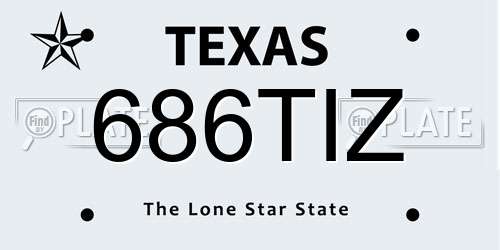 686TIZ Texas License Plate