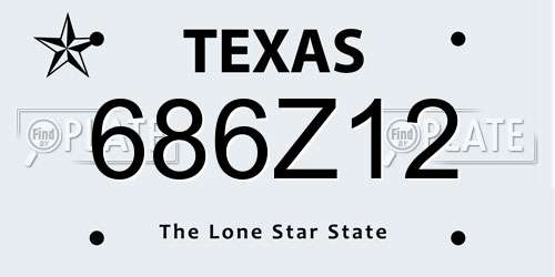 686Z12 Texas License Plate