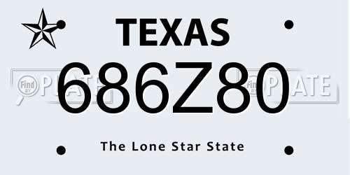 686Z80 Texas License Plate