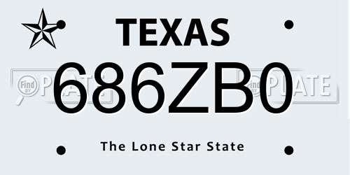686ZB0 Texas License Plate