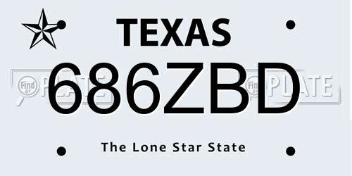 686ZBD Texas License Plate