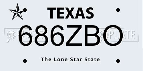 686ZBO Texas License Plate
