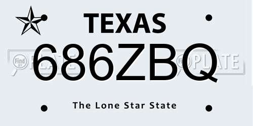 686ZBQ Texas License Plate