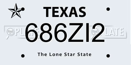686ZI2 Texas License Plate