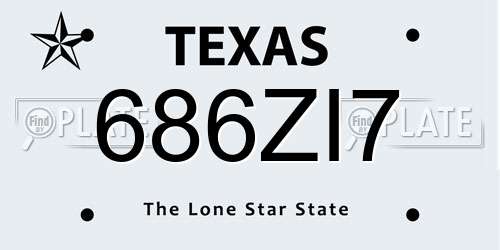 686ZI7 Texas License Plate