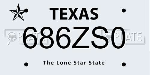 686ZS0 Texas License Plate