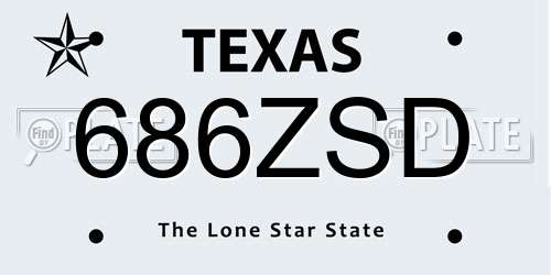 686ZSD Texas License Plate