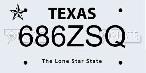 686ZSQ Texas License Plate