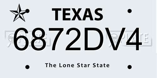 6872DV4 Texas License Plate