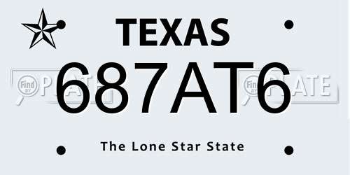 687AT6 Texas License Plate
