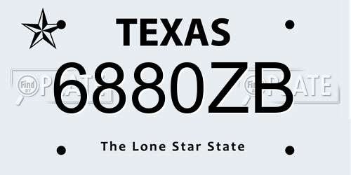6880ZB Texas License Plate