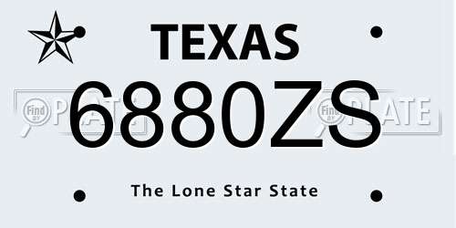 6880ZS Texas License Plate