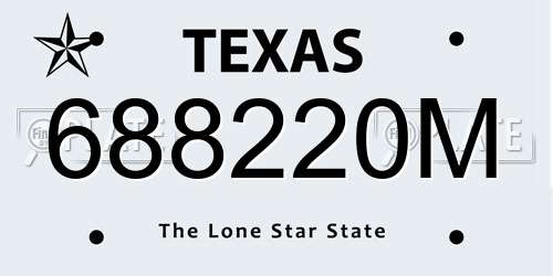 688220M Texas License Plate