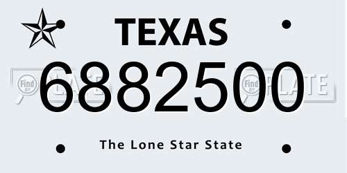 6882500 Texas License Plate