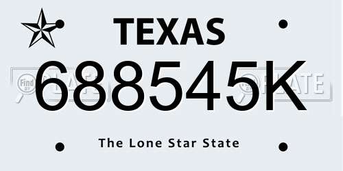 688545K Texas License Plate
