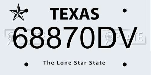 68870DV Texas License Plate