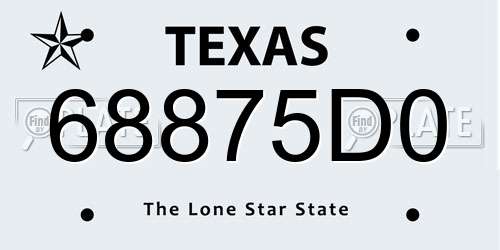 68875D0 Texas License Plate
