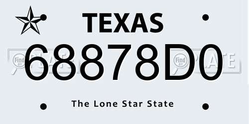 68878D0 Texas License Plate